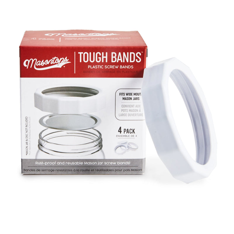 Masontops Wide Tough Screw Band for Jars, Rust-proof, 4-pk D6
