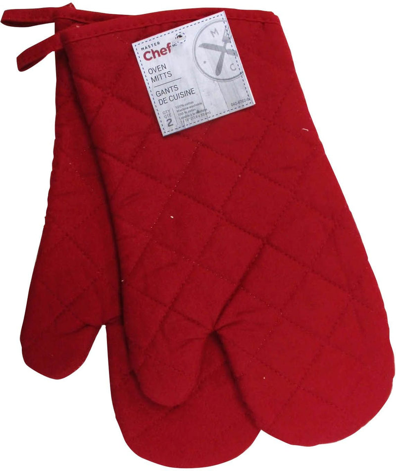 MASTER Chef 2pc Cotton Oven Mitt Set with Hanging Loop, Red C7