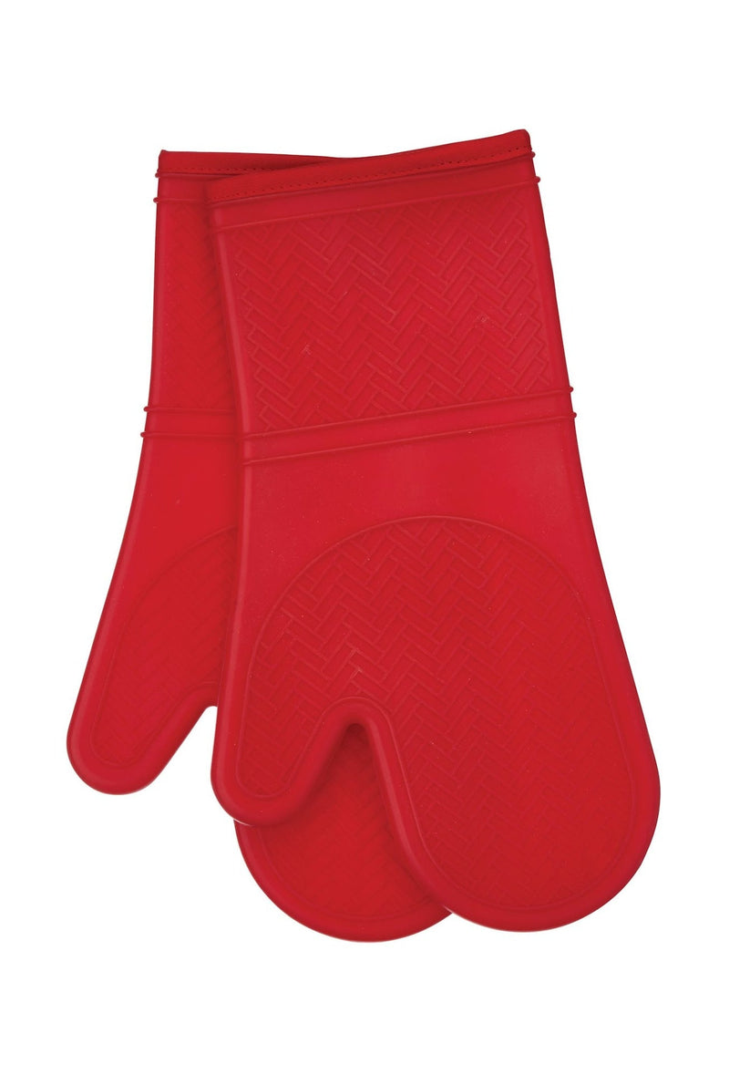 MASTER Chef 2pc Silicone Oven Mitt Set, Non-Slip Grip, Red J7