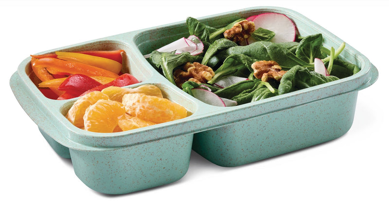 Master Chef 3-Section Food Storage Container, Green/Sage, with Wheat Straw, 4-pk Y9
