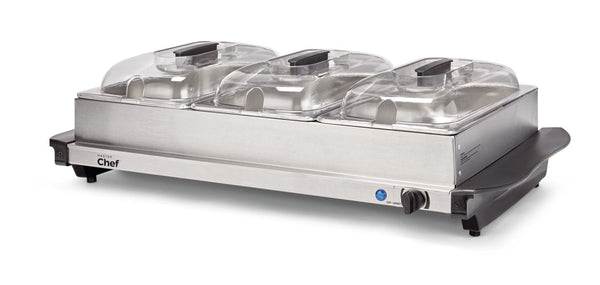 MASTER Chef 3-Tier Buffet Server/Food Warmer with Warming Tray, Stainless Steel, 300W O4