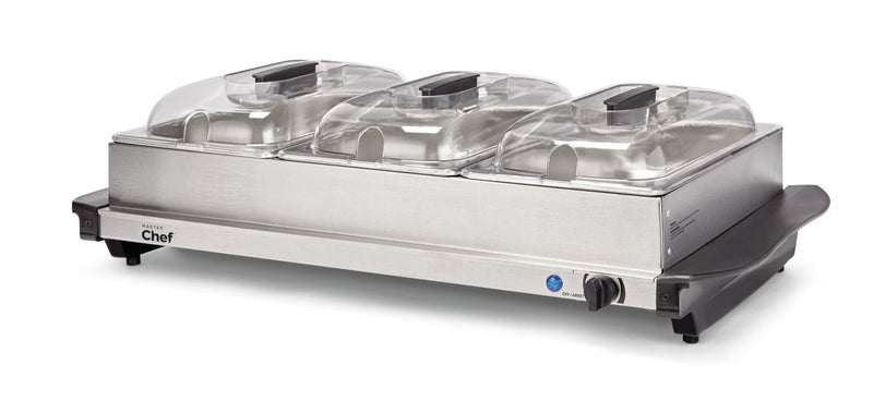 MASTER Chef 3-Tier Buffet Server/Food Warmer with Warming Tray, Stainless Steel, 300W O4