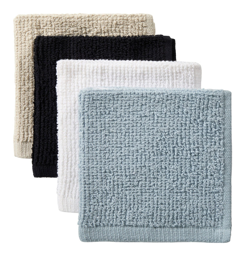 Master Chef Bar Mop Dish Cloths, Black, Grey & Dusty Blue, 12-in, 8-pk O6