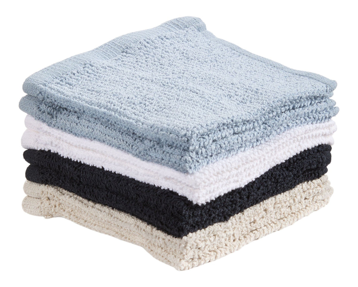 Master Chef Bar Mop Dish Cloths, Black, Grey & Dusty Blue, 12-in, 8-pk