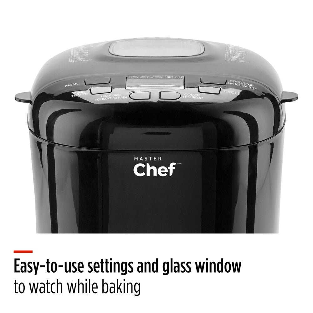 MASTER Chef Bread Maker with 12 Digital Functions, Black, 2lb