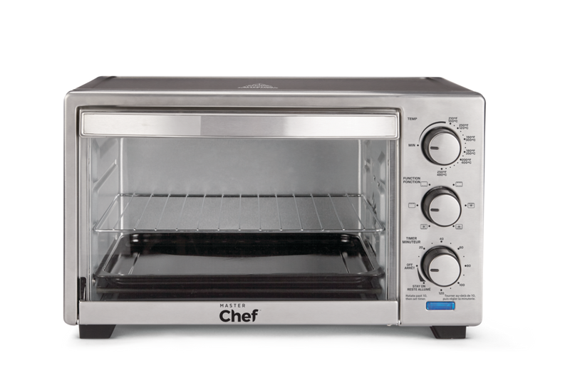 MASTER Chef Convection Toaster Oven with 4 Functions, Stainless Steel, Black, 6-Slices B8