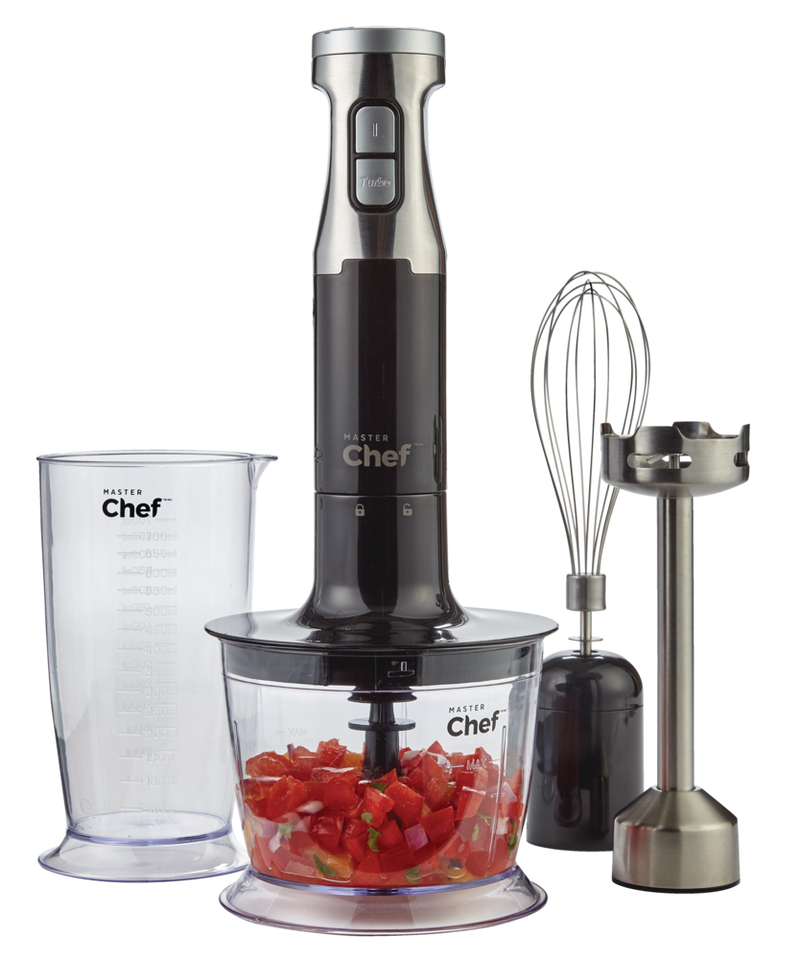 MASTER Chef Corded Hand Blender with Whisk, Stainless Steel, Black Z8