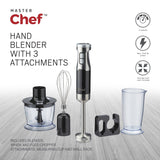 MASTER Chef Corded Hand Blender with Whisk, Stainless Steel, Black