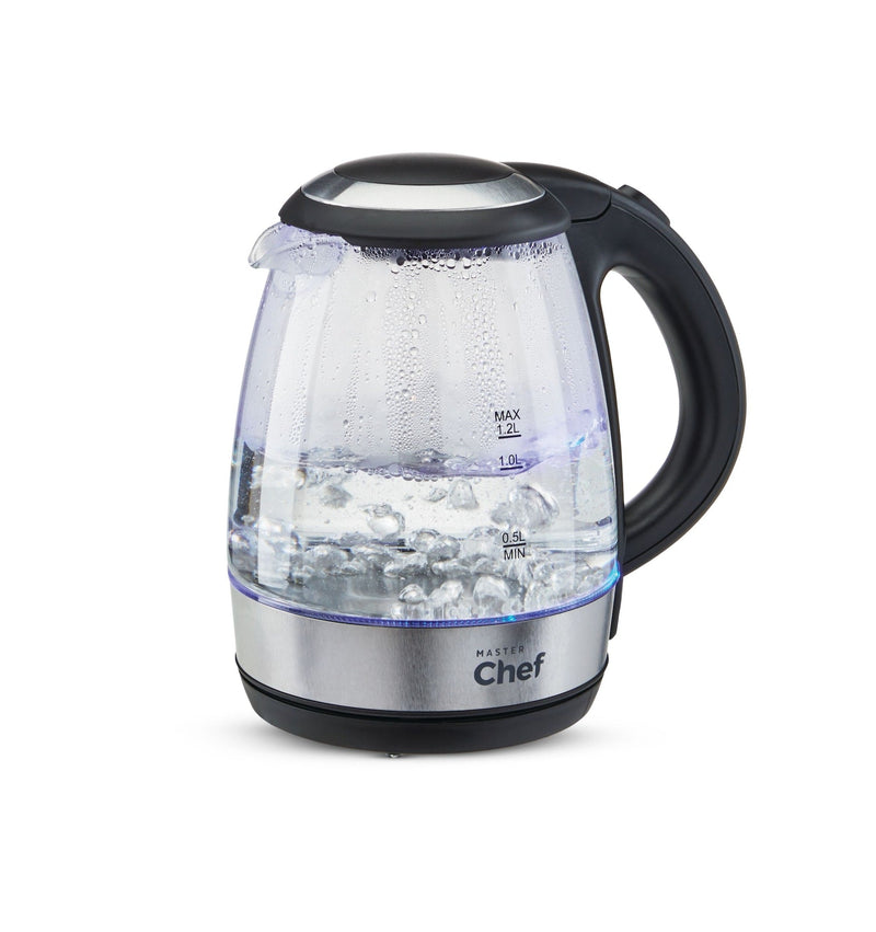 MASTER Chef Cordless Electric Kettle with Auto Shut Off & Blue Light, Glass, 1.2L Z6