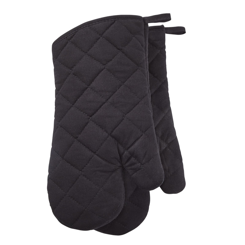 MASTER Chef Cotton Oven Mitt Set, Black, with Hanging Loops, 2-pc, Machine Washable P6
