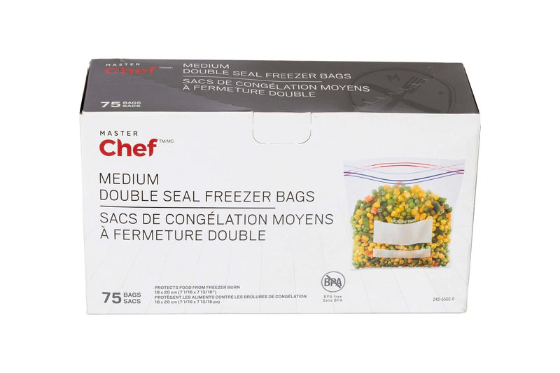 Master Chef Double Seal Medium Freezer Bag, 75-pk S5