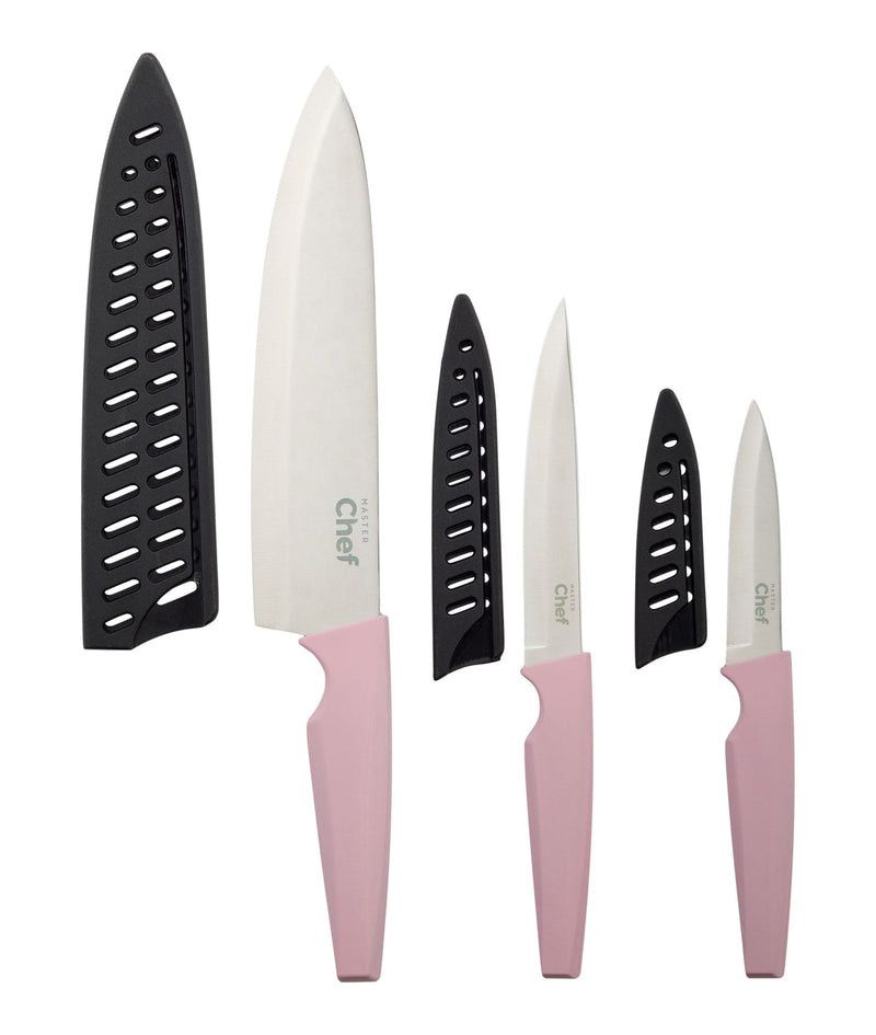 Master Chef Knife Set with Colour Soft Touch Handle, 3-pc B3