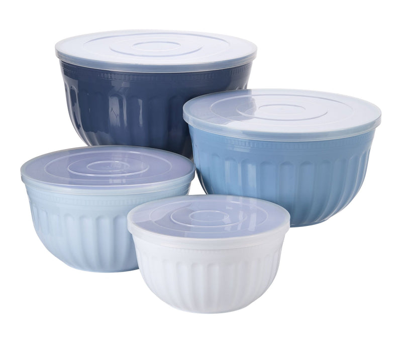 Master Chef Nestable Navy Mixing Bowl Set with Lids, 8-pc N8