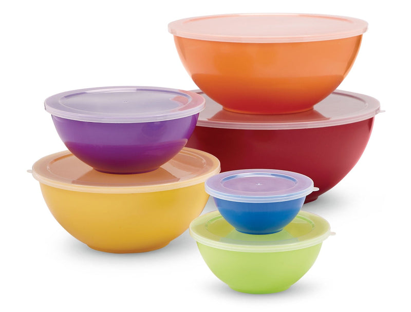 MASTER Chef Plastic Mixing Bowl Set with Lids, Assorted Sizes, 6-pk D5
