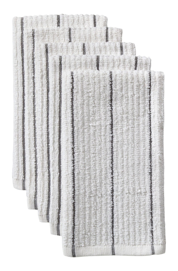 Master Chef Ribbed Stripe Bar Mop Dish Cloths, Grey Stripes, 5-pk X3