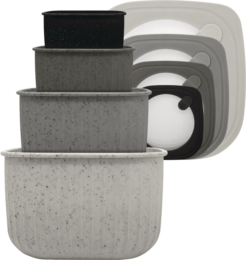 Master Chef Square Bowl Food Storage Container Set with Lid, Grey, 4-pc I8