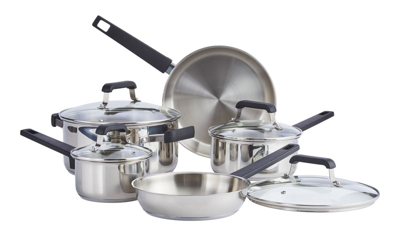 Master Chef Stainless Steel Cookware Set with Glass Lids, 9-pc M6