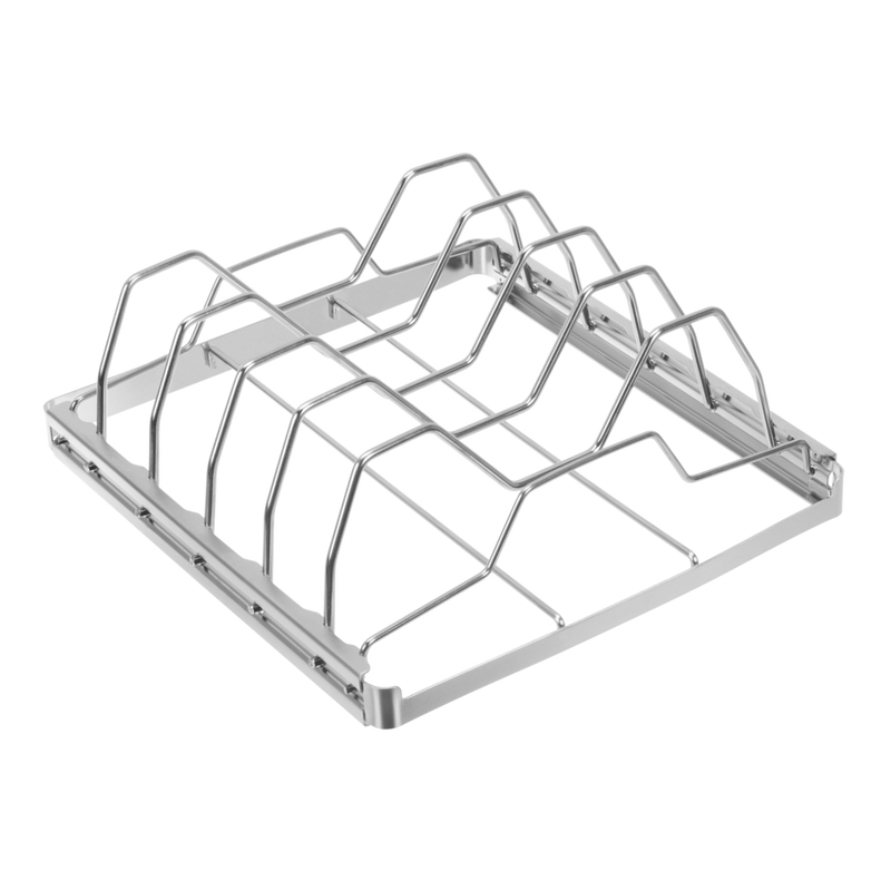 MASTER Chef Stainless Steel Folding BBQ Rib Rack/Roasting Stand, Holds 4 Full Racks of Ribs B4