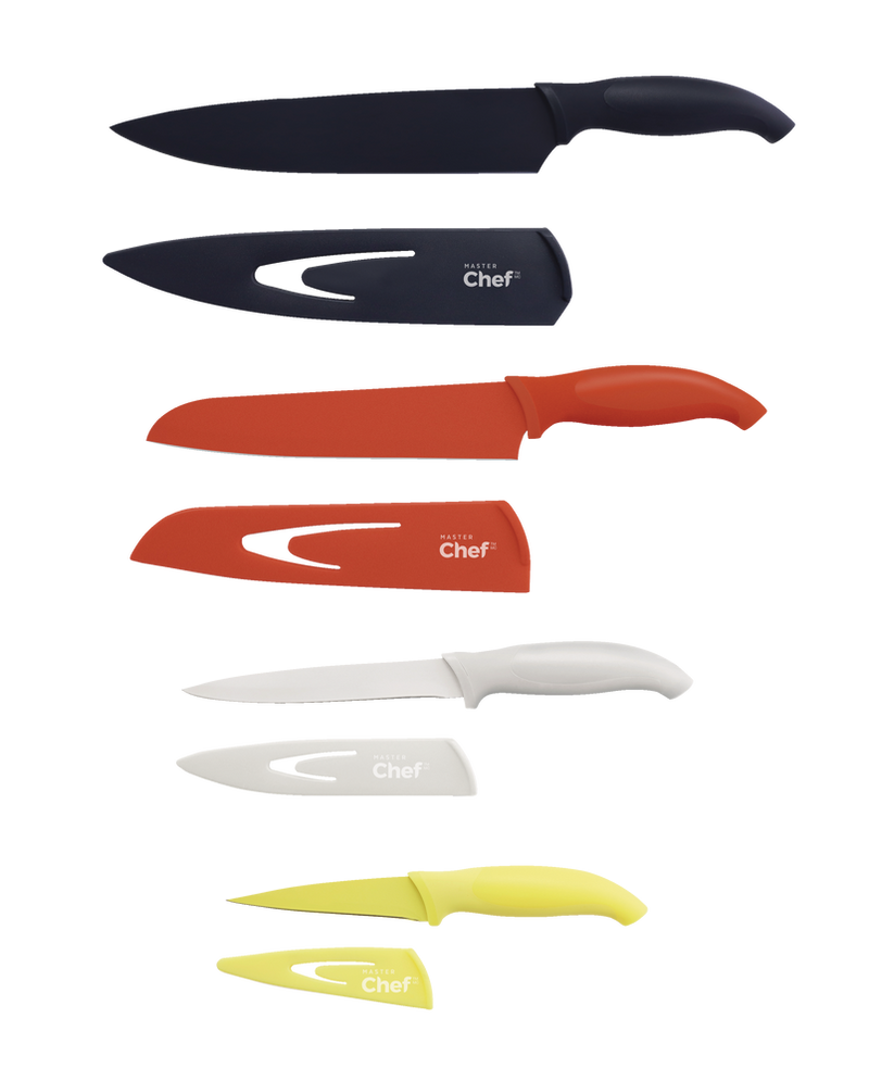 MASTER Chef Stainless Steel Knife Set with Sheaths, Dishwasher Safe, 4-pc C3