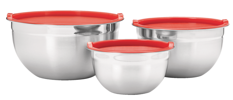 MASTER Chef Stainless Steel Mixing Bowls with Plastic Lids, 3-pk A1