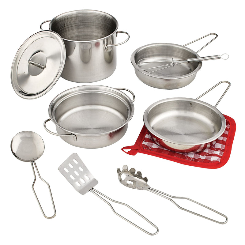 MASTER Chef Toy Kitchen Stainless Steel Cookware Set For Kids, 10 pc, Ages 3+ D8