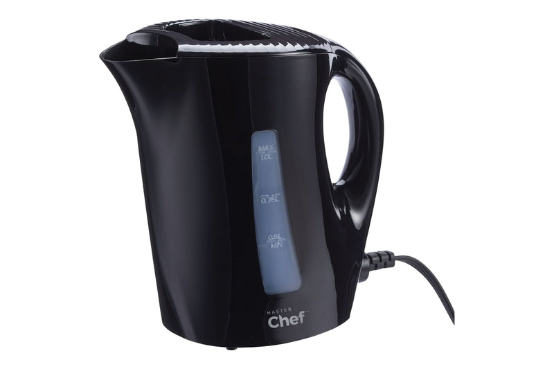 MasterChef Corded Kettle with Water Gauge, Black, 1-L G0