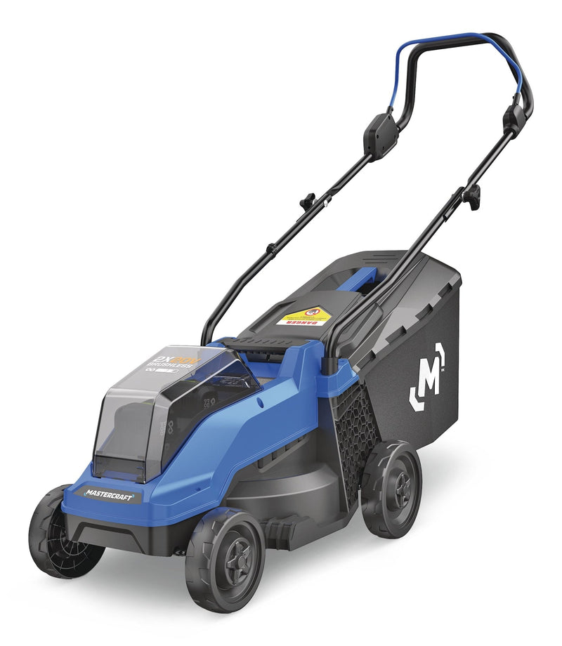 Mastercraft 2 x 20V Cordless 14-in Brushless Push Lawn Mower Kit with 2 PWR POD 4 Ah Batteries and Charger S8