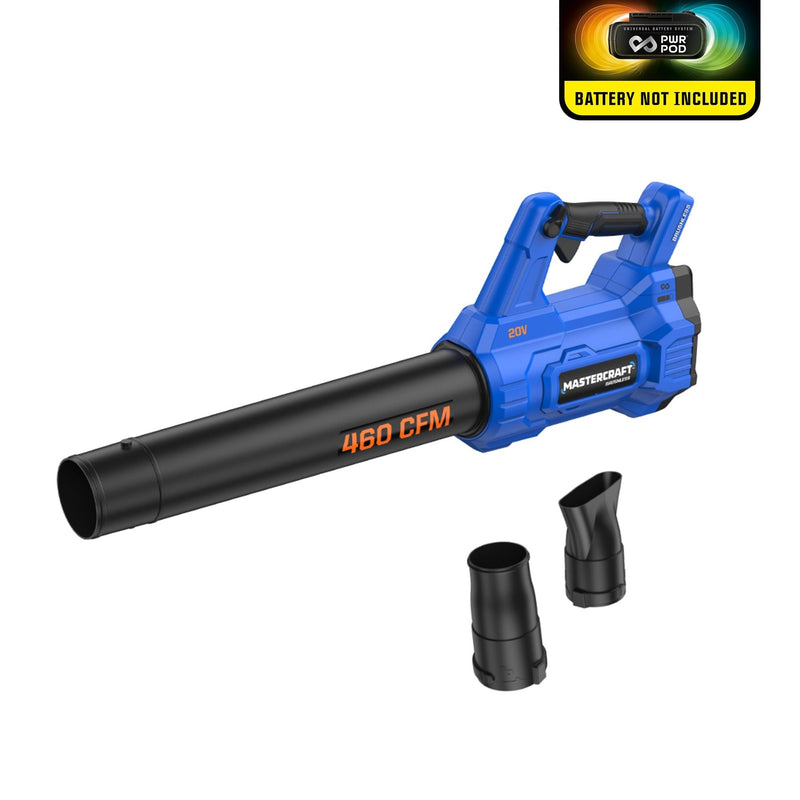 Mastercraft 20V Cordless 460 CFM Brushless Leaf Blower, Tool Only, PWR POD Compatible F1
