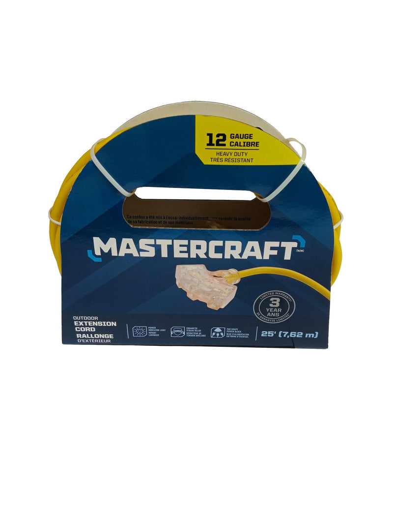 Mastercraft 25-ft Outdoor 12 Gauge Extension Cord with Fantail End, Yellow C5
