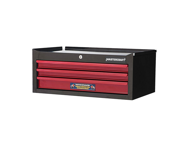 Mastercraft 3-Drawer Intermediate Tool Chest, Black & Red, 26-in D1