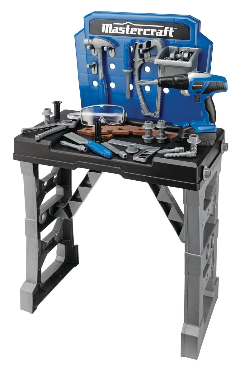Mastercraft Deluxe Toy Tool & Work Bench withBattery Operated Drill For Kids, Ages 3+ T2
