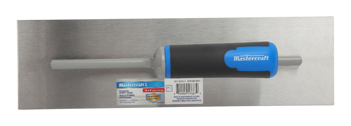 Mastercraft Ergonomic Steel Cement Trowel For Masonry & Concrete Work, 4 x 14-in
