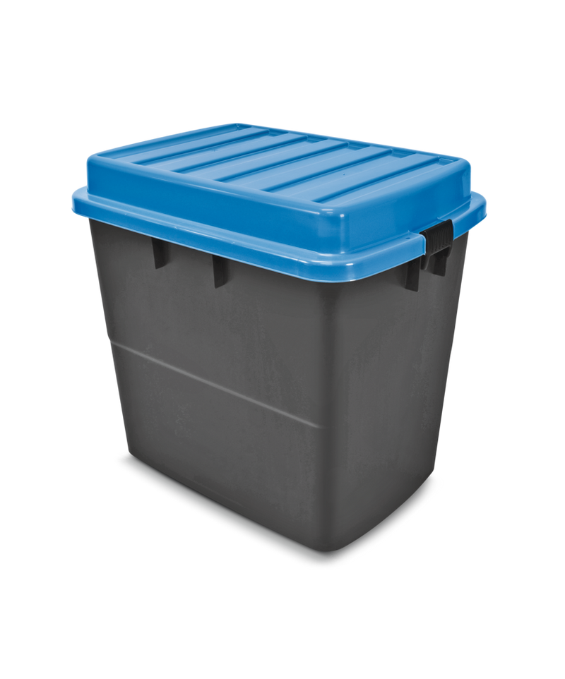 Mastercraft Heavy Duty Storage Box with Wheels and Latched Lid, 210-L, Black/Blue Q2