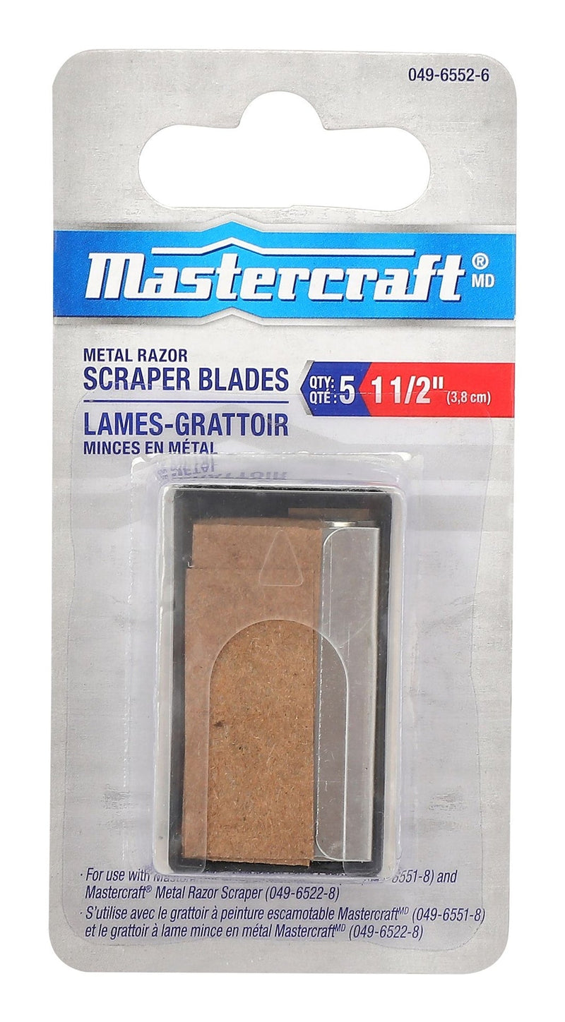 Mastercraft Replacement Razor Blades For Glass & Surface Scraper Tool, 1-1/2-in, 5-pk V3