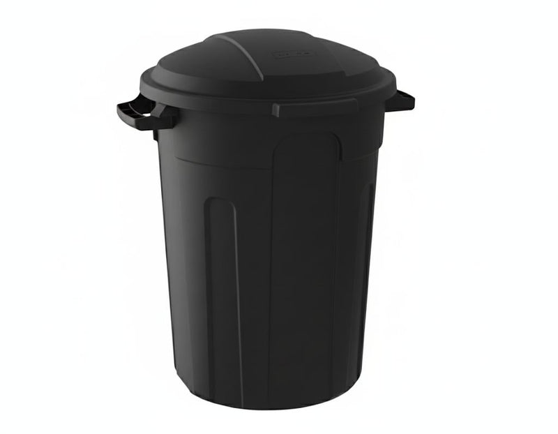 Mastercraft Resin Circular Outdoor Garbage Can with Lid, Black, 121-L Y2