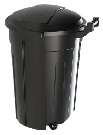 Mastercraft Resin Circular Wheeled Outdoor Garbage Can with Lid, Black, 121-L Y0
