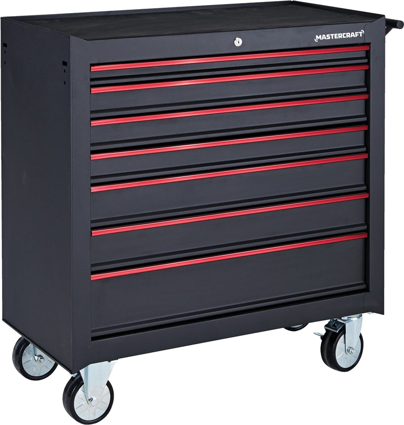 Mastercraft Rolling Tool Storage Cabinet with 7 Drawers, Black, 36-in B6