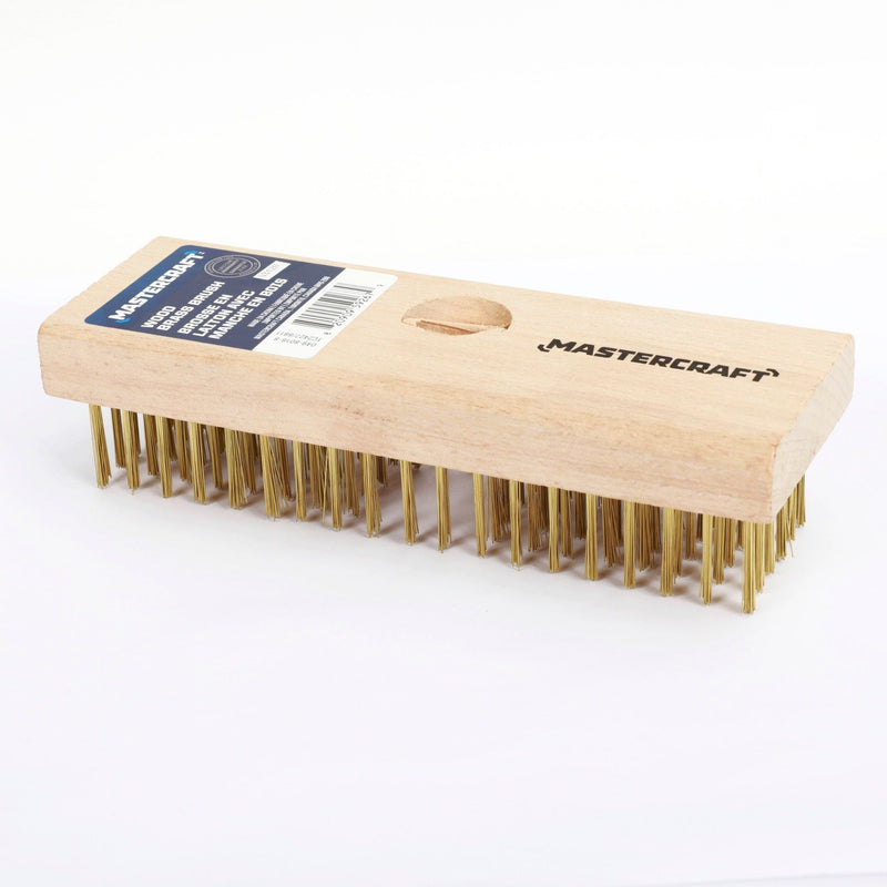 Mastercraft Wood & Brass Wire Block Brush Cleans/Removes Paint, Rust & Dirt From Metal V6