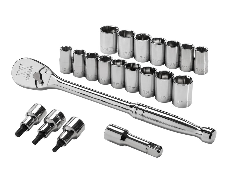MAXIMUM 21 Piece 1/2" Drive Metric Socket Set X4