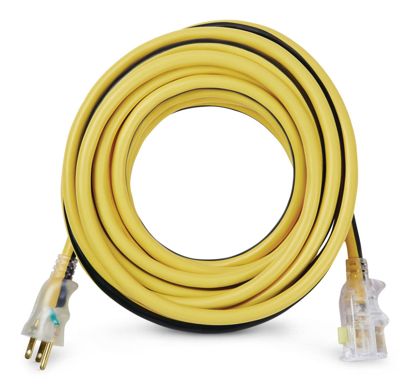 MAXIMUM 25-ft 12/3 Outdoor Extension Cord with Grounded Outlet, Lighted End and Locking Connector, Yellow/Black N4