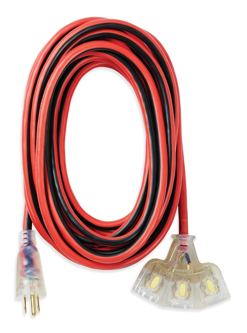 MAXIMUM 25-ft 14/3 Outdoor Extension Cord with 3 Grounded Outlets, Lighted End and Locking Connector, Hi-Visibility N6