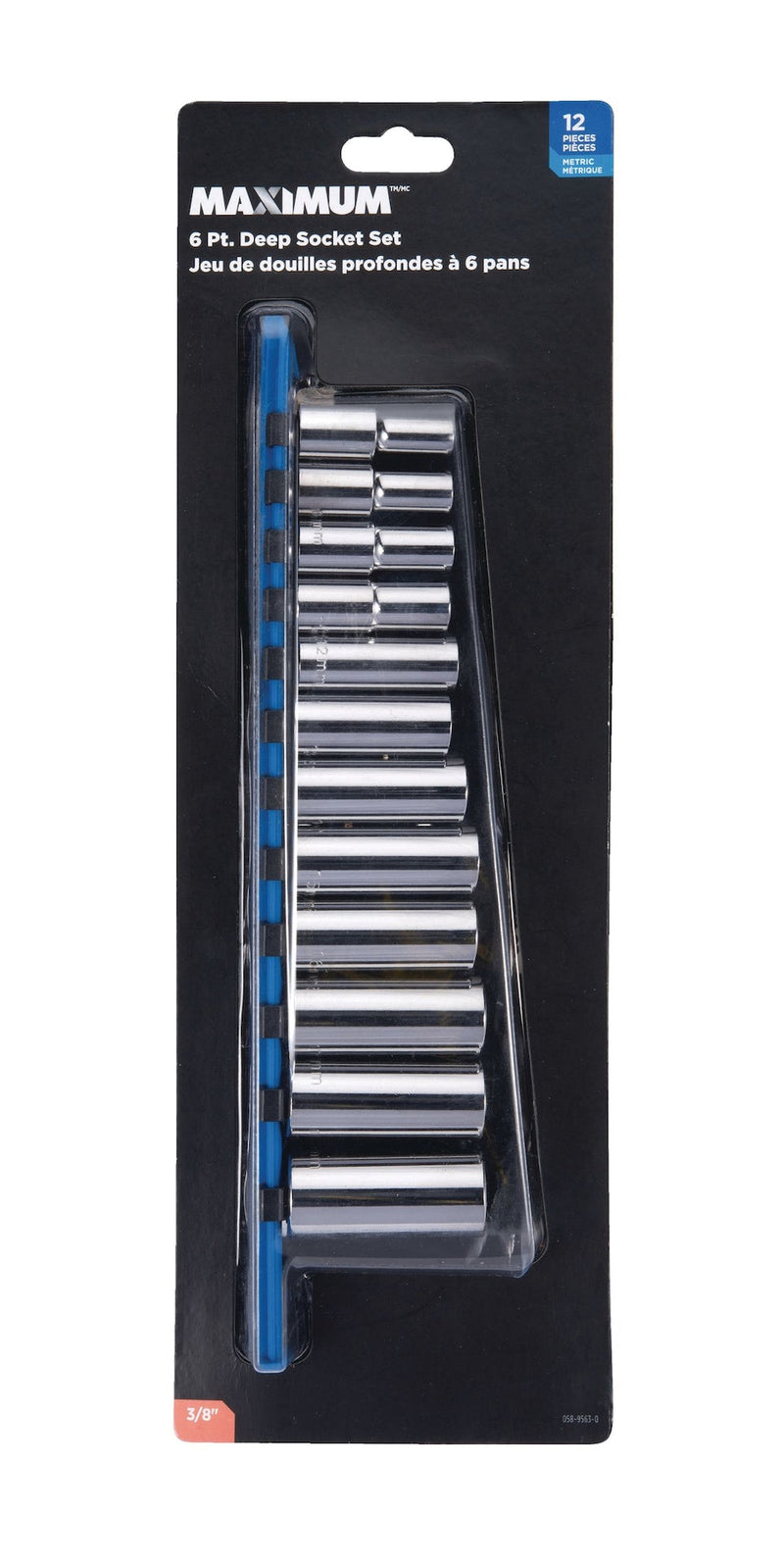 MAXIMUM 3/8-in Drive Deep Socket Set 12-pc, Metric, CRV, Nickel-Chrome Plating N3