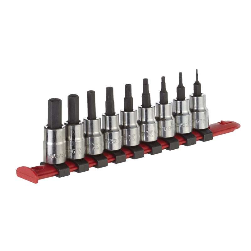 MAXIMUM 3/8-in Drive Hex Bit Socket Set, Chrome-Plated, 9-pc, SAE N7