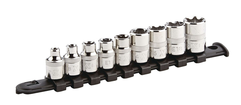 MAXIMUM E-Torx Bit Socket Set, Chrome-Plated, 9-pc O3