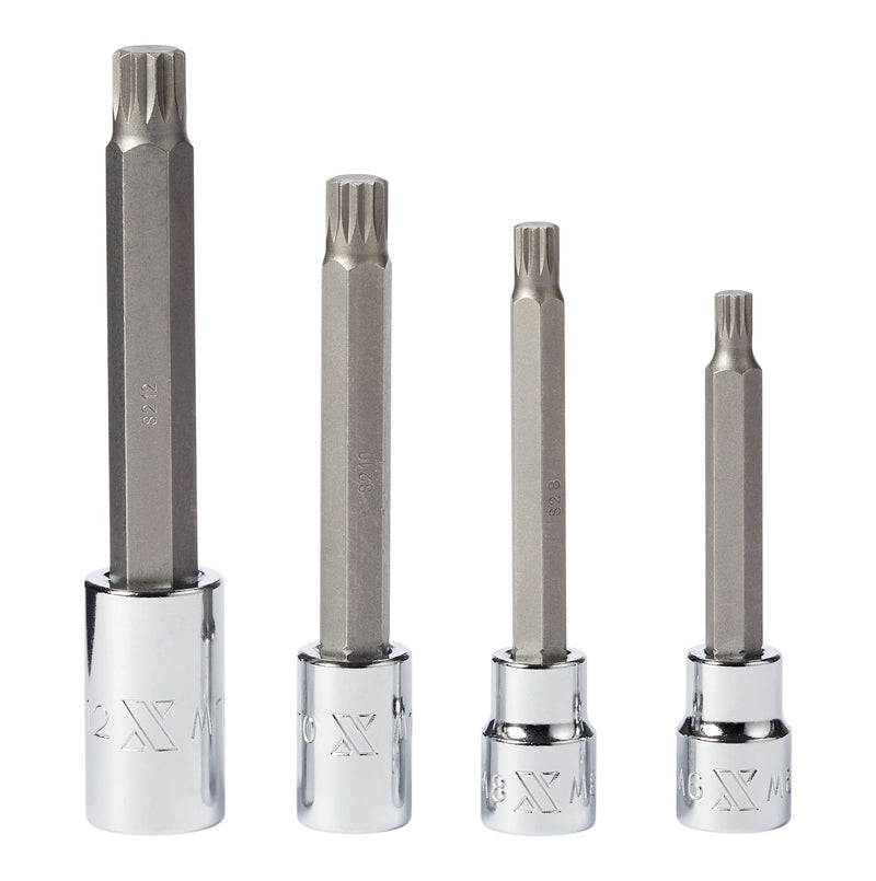 MAXIMUM Extra Long Shank Triple Square Bit Socket Set, 4-pc P2