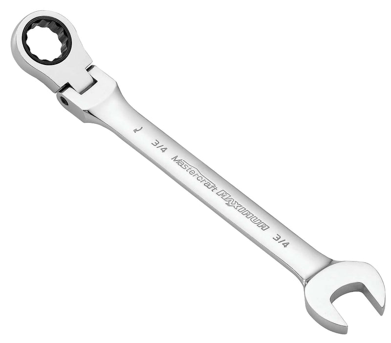 MAXIMUM Flexhead Ratcheting Wrench, Assorted Sizes, SAE/ Metric, Metal, Chrome R3