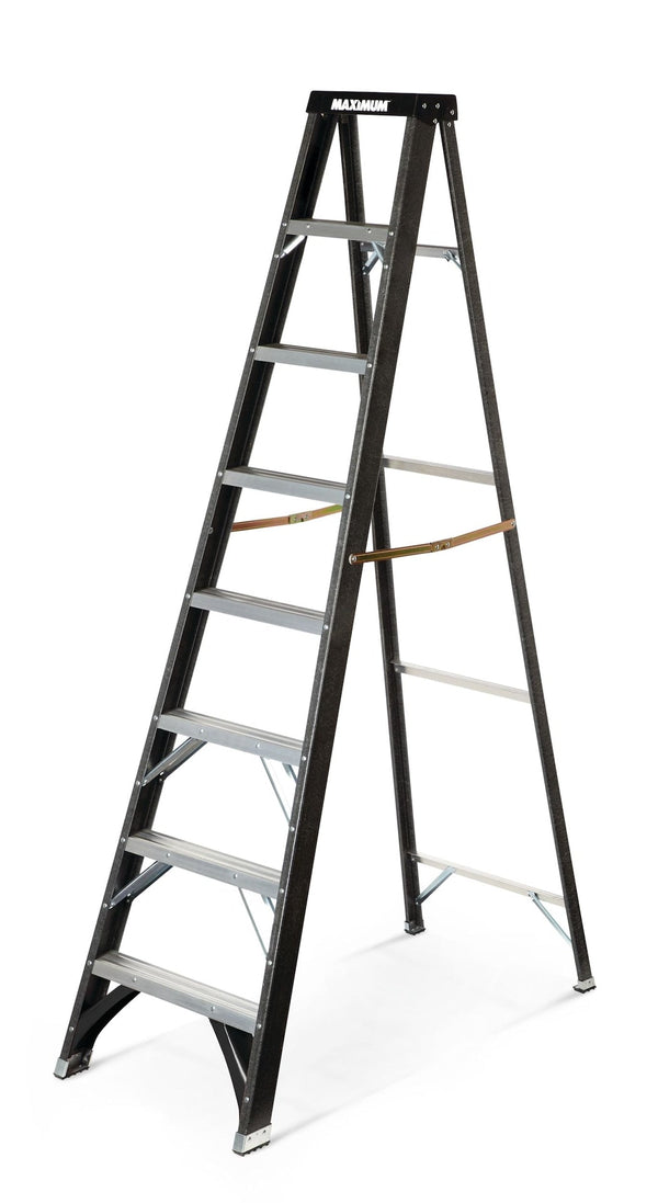 MAXIMUM Grade 1 Fibreglass Heavy-Duty Industrial Step Ladder, 250-lb, 8-ft L3
