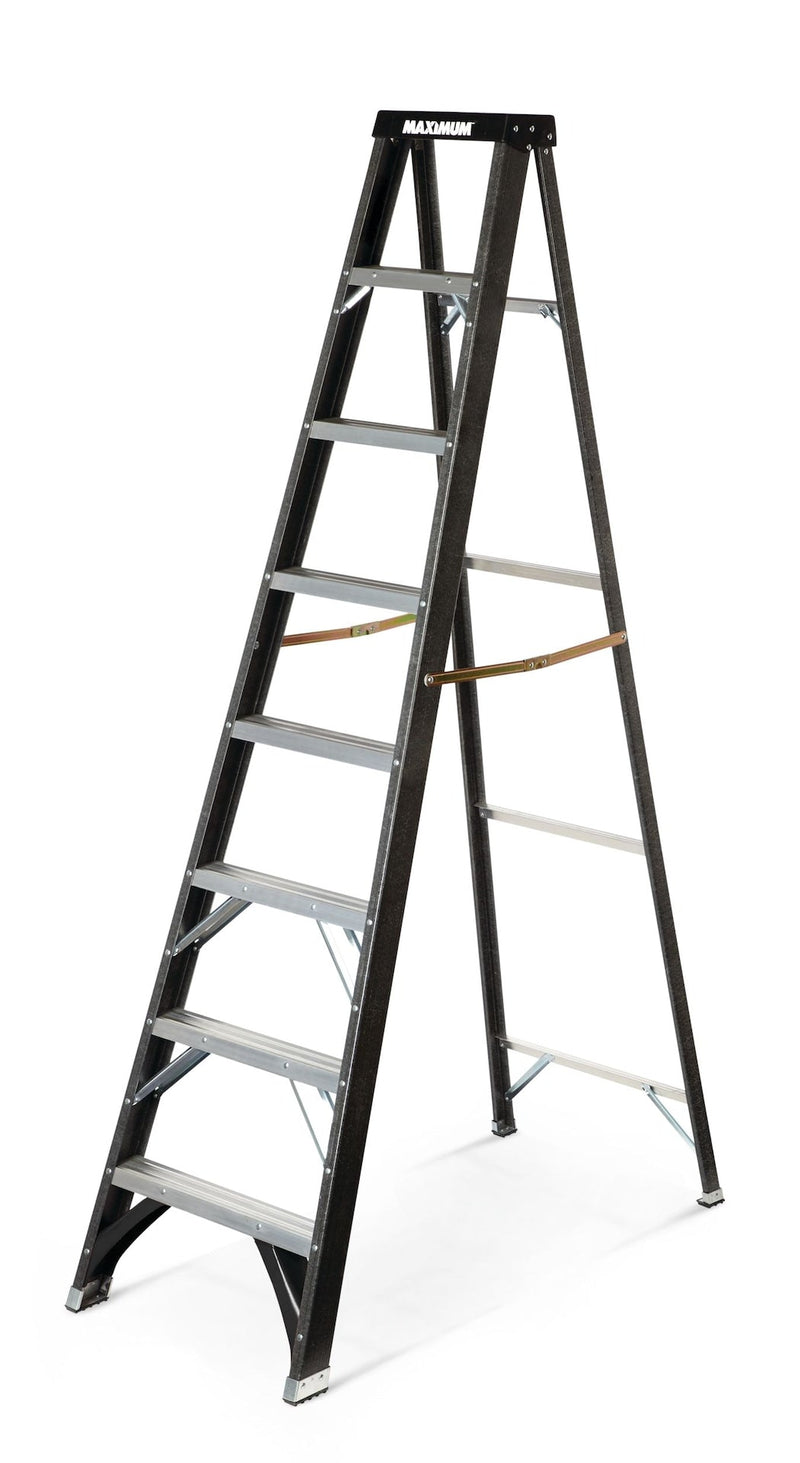 MAXIMUM Grade 1 Fibreglass Heavy-Duty Industrial Step Ladder, 250-lb, 8-ft L3