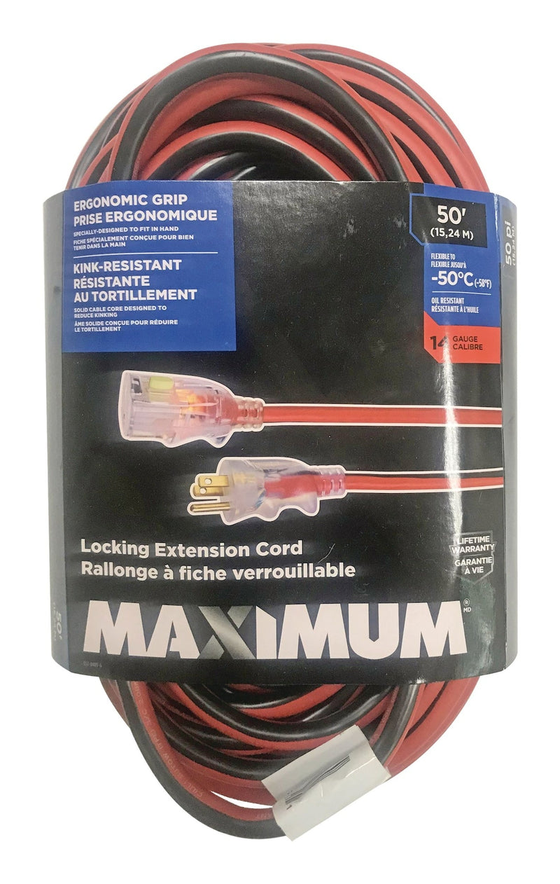 MAXIMUM Outdoor Extension Cord with Power Indicator Light, 50-ft A0