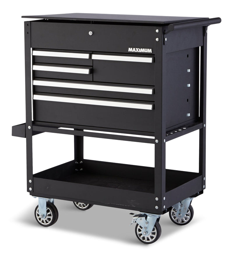MAXIMUM Rolling Mechanics Tool Cart with 5 Drawers, Black, 30-in B7